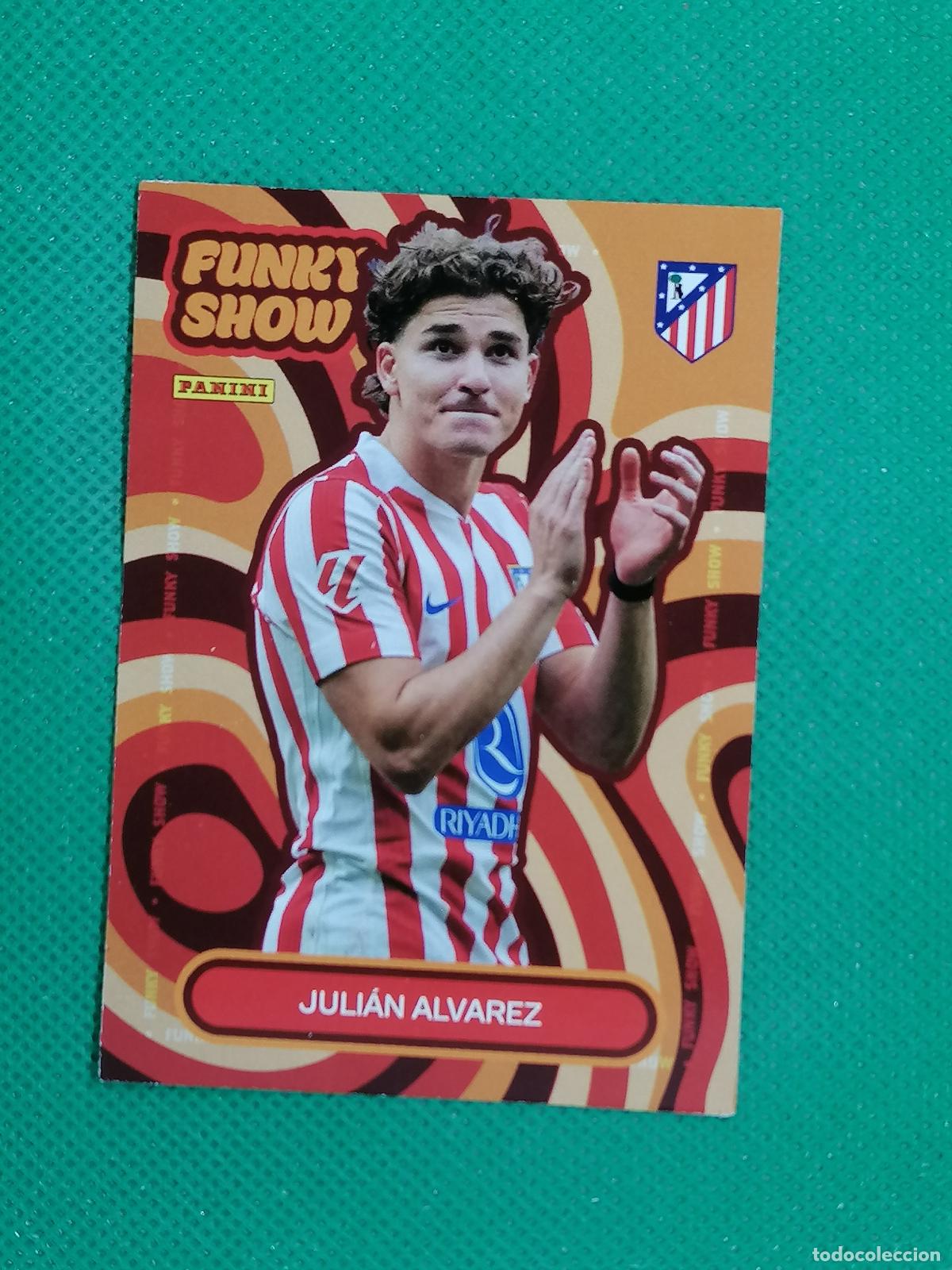 Cartes &agrave; collectionner de Football: 55 JULIAN ALVAREZ FUNKY SHOW ⚽ PANINI CLUB ATLETICO MADRID CARD 25 26 2025 2026 ⚽