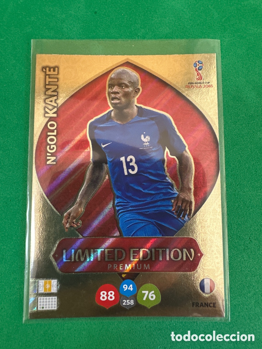 Cartes &agrave; collectionner de Football: KANT&Eacute; (FRANCIA) LIMITED EDITION ADRENALYN MUNDIAL RUSIA 2018 TRADING CARD PANINI