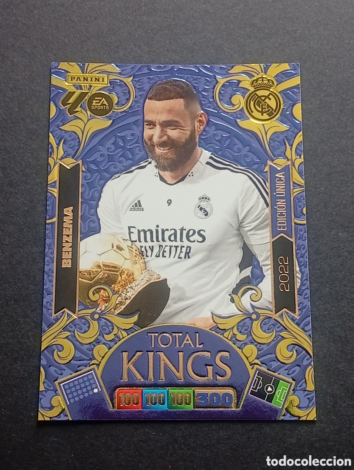 Cromos de F&uacute;tbol: BENZEMA TOTAL KINGS REAL MADRID PANINI ADRENALYN XL 2025 2026 25 26 BAL&Oacute;N DE ORO MEGACRACKS PARALELA