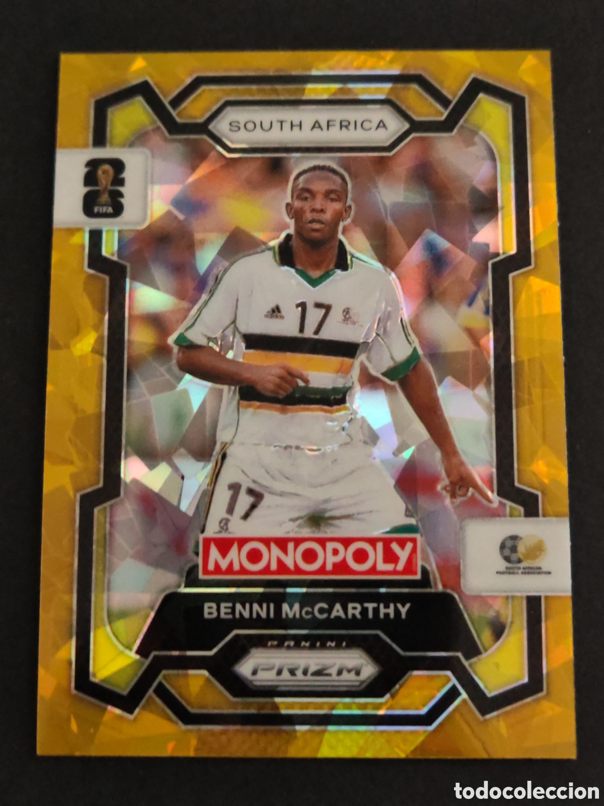 Fu&szlig;ball-Sticker: 80 prizm paralela cracked Benni McCarthy South Africa MONOPOLY FIFA 2026 WORLD CUP MUNDIAL ADRENALYN