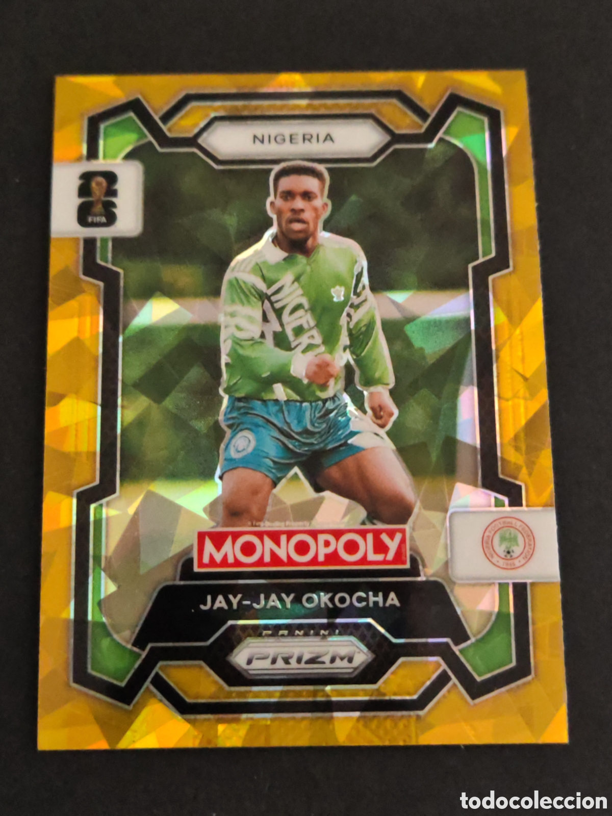 Fu&szlig;ball-Sticker: 82 prizm paralela cracked Jay-Jay Okocha NIGERIA MONOPOLY FIFA 2026 WORLD CUP MUNDIAL ADRENALYN