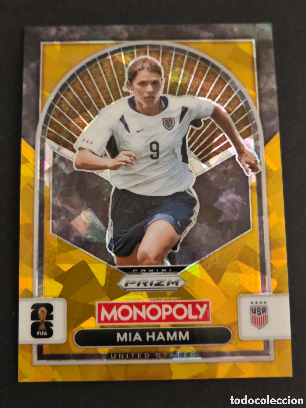 Fu&szlig;ball-Sticker: 91 prizm paralela cracked Mia Hamm USA EEUU MONOPOLY FIFA 2026 WORLD CUP MUNDIAL ADRENALYN