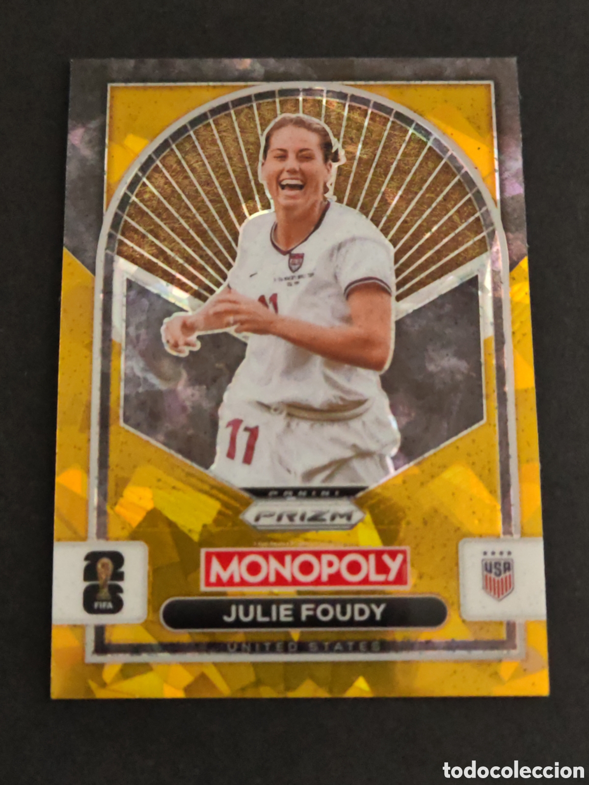 Fu&szlig;ball-Sticker: 93 prizm paralela cracked Julie Foudy USA EEUU MONOPOLY FIFA 2026 WORLD CUP MUNDIAL ADRENALYN