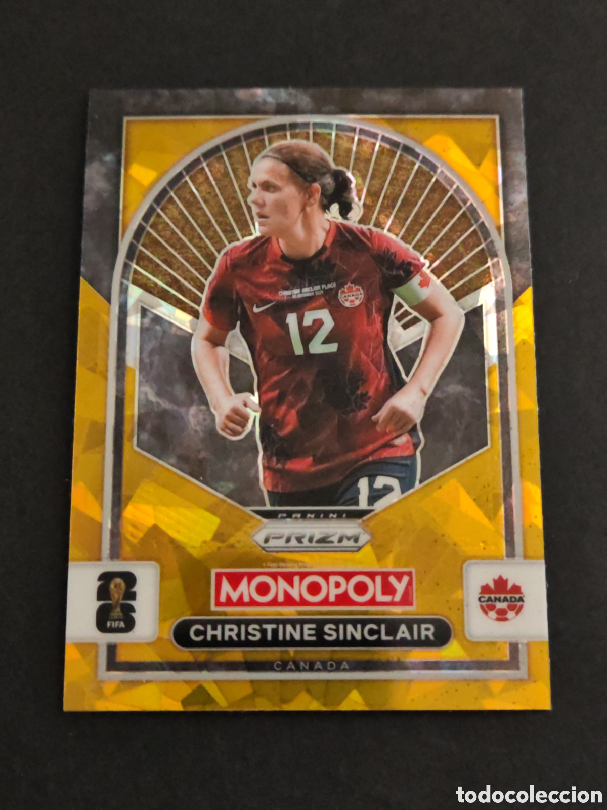 Fu&szlig;ball-Sticker: 100 prizm paralela cracked Christine Sinclair Canada MONOPOLY FIFA 2026 WORLD CUP MUNDIAL ADRENALYN