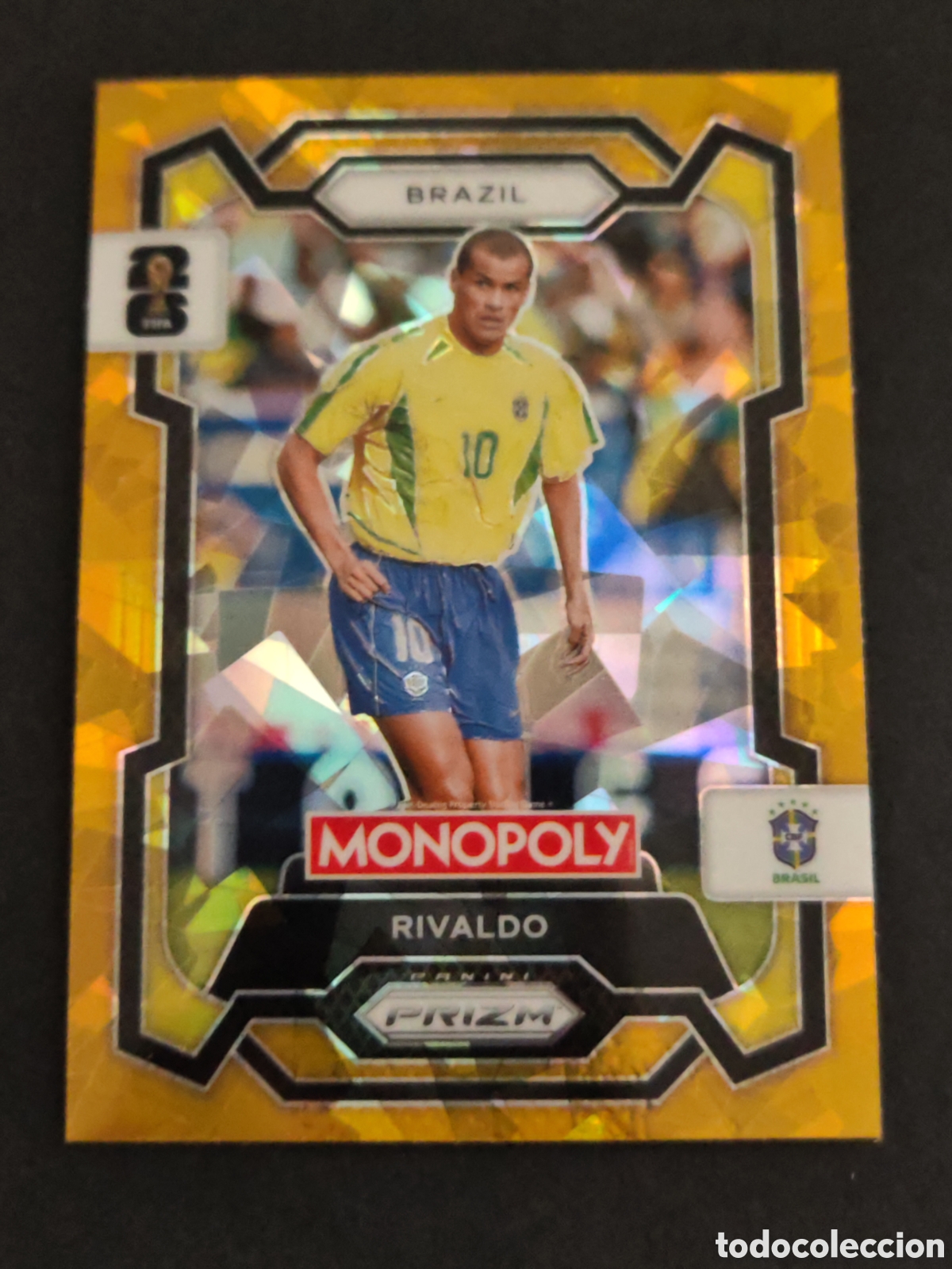 Fu&szlig;ball-Sticker: 21 prizm paralela cracked RIVALDO BRASIL MONOPOLY FIFA 2026 WORLD CUP MUNDIAL ADRENALYN BARCELONA