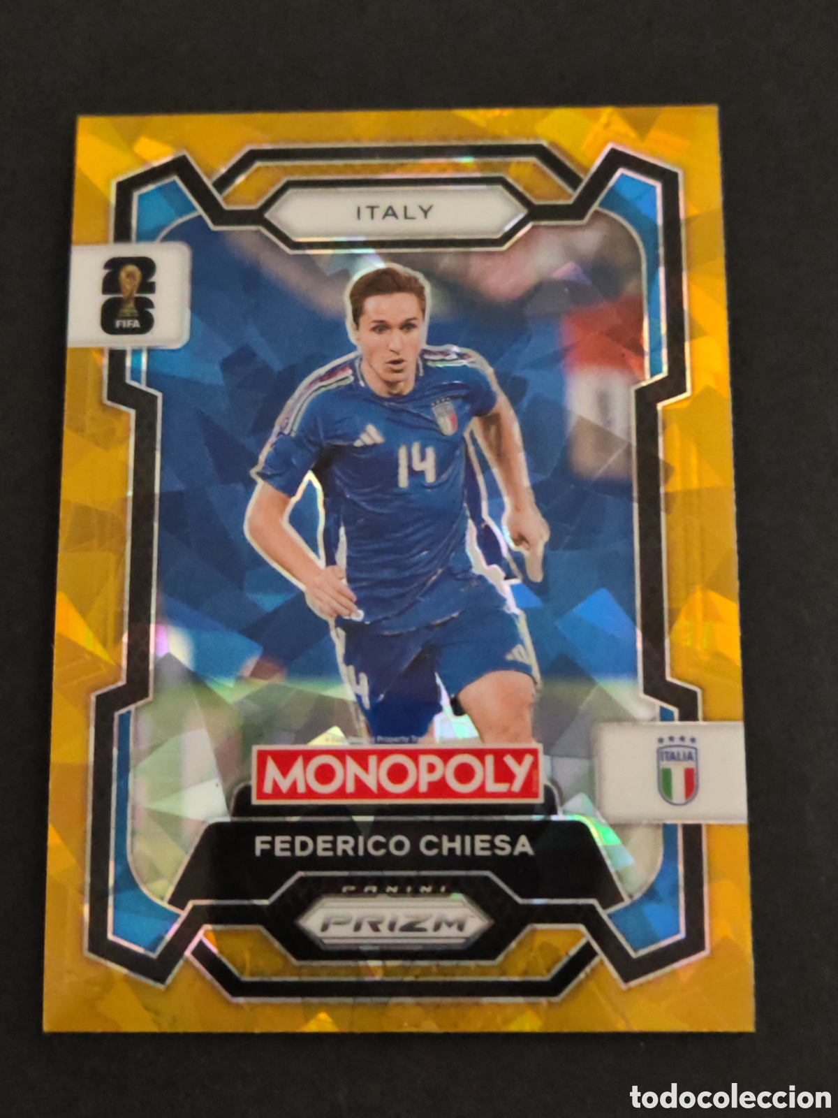 Fu&szlig;ball-Sticker: 35 prizm paralela cracked CHIESA ITALIA Italy MONOPOLY FIFA 2026 WORLD CUP MUNDIAL ADRENALYN IT