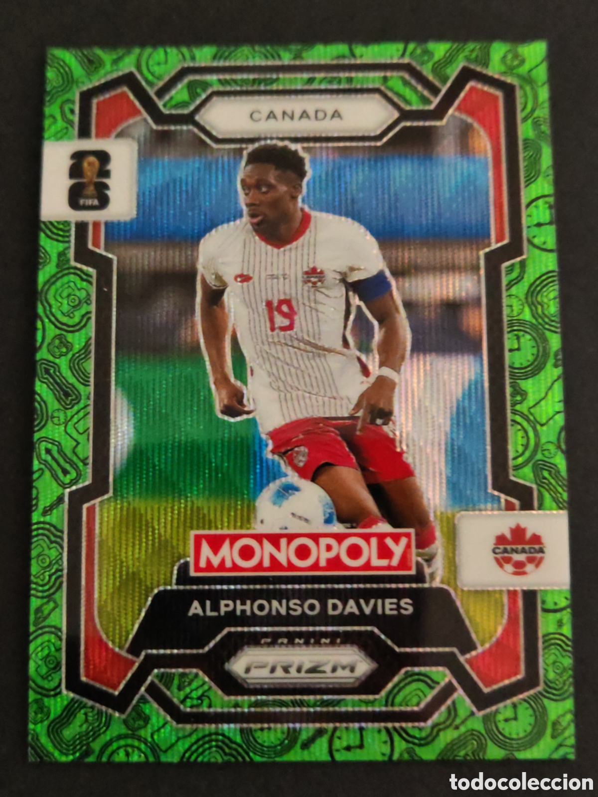 Cromos de F&uacute;tbol: 78 prizm paralela green ALPHONSO DAVIES CANADA MONOPOLY FIFA 2026 WORLD CUP MUNDIAL ADRENALYN