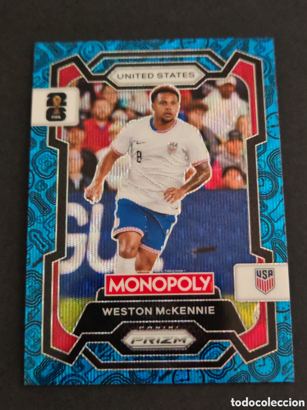 Cromos de F&uacute;tbol: 50 prizm paralela blue McKENNIE USA EEUU MONOPOLY FIFA 2026 WORLD CUP MUNDIAL ADRENALYN