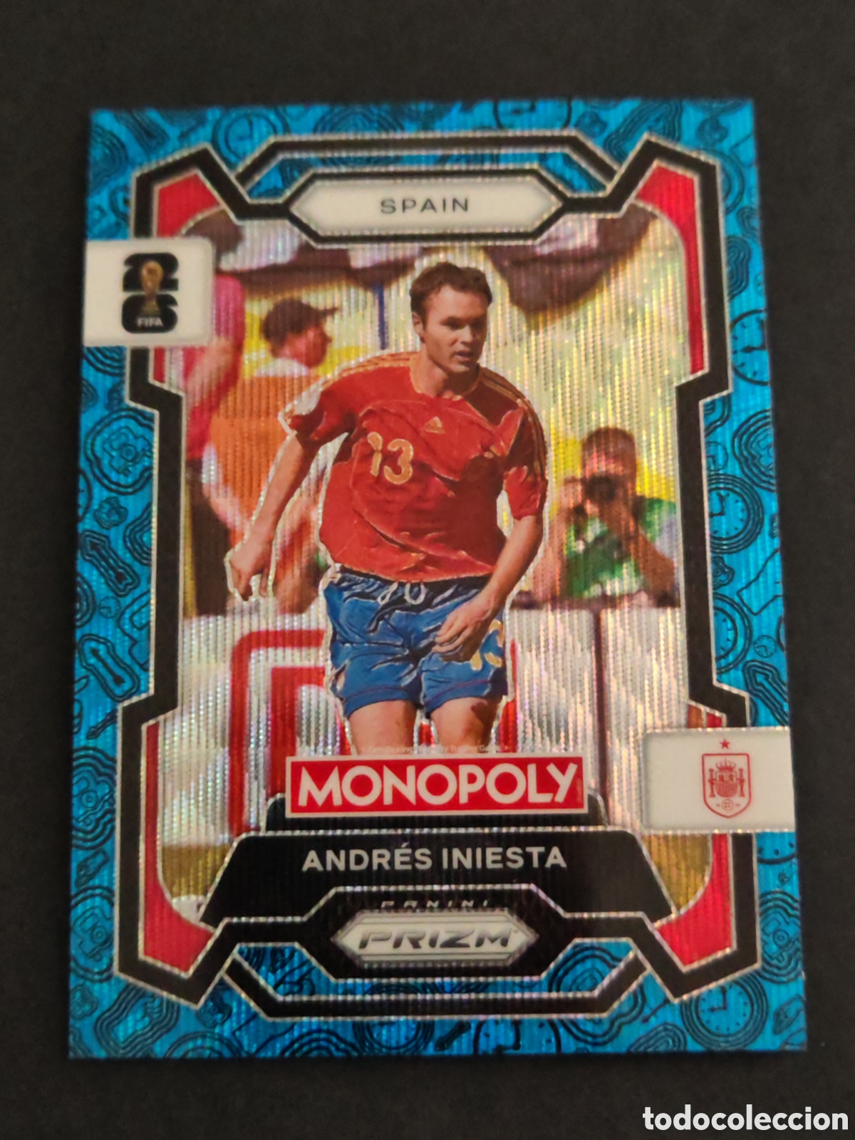 Cromos de F&uacute;tbol: 43 prizm paralela blue INIESTA ESPA&Ntilde;A SPAIN MONOPOLY FIFA 2026 WORLD CUP MUNDIAL ADRENALYN IT