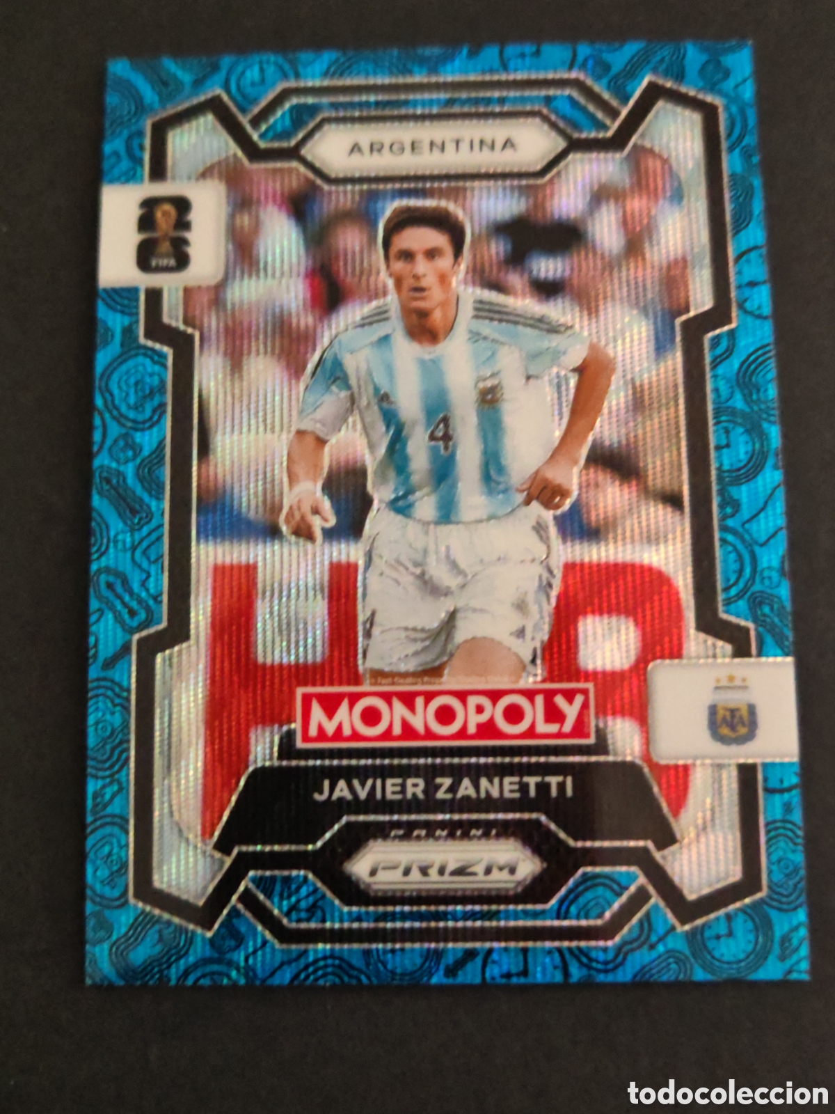 Cromos de F&uacute;tbol: 5 prizm paralela blue ZANETTI ARGENTINA MONOPOLY FIFA 2026 WORLD CUP MUNDIAL ADRENALYN IT