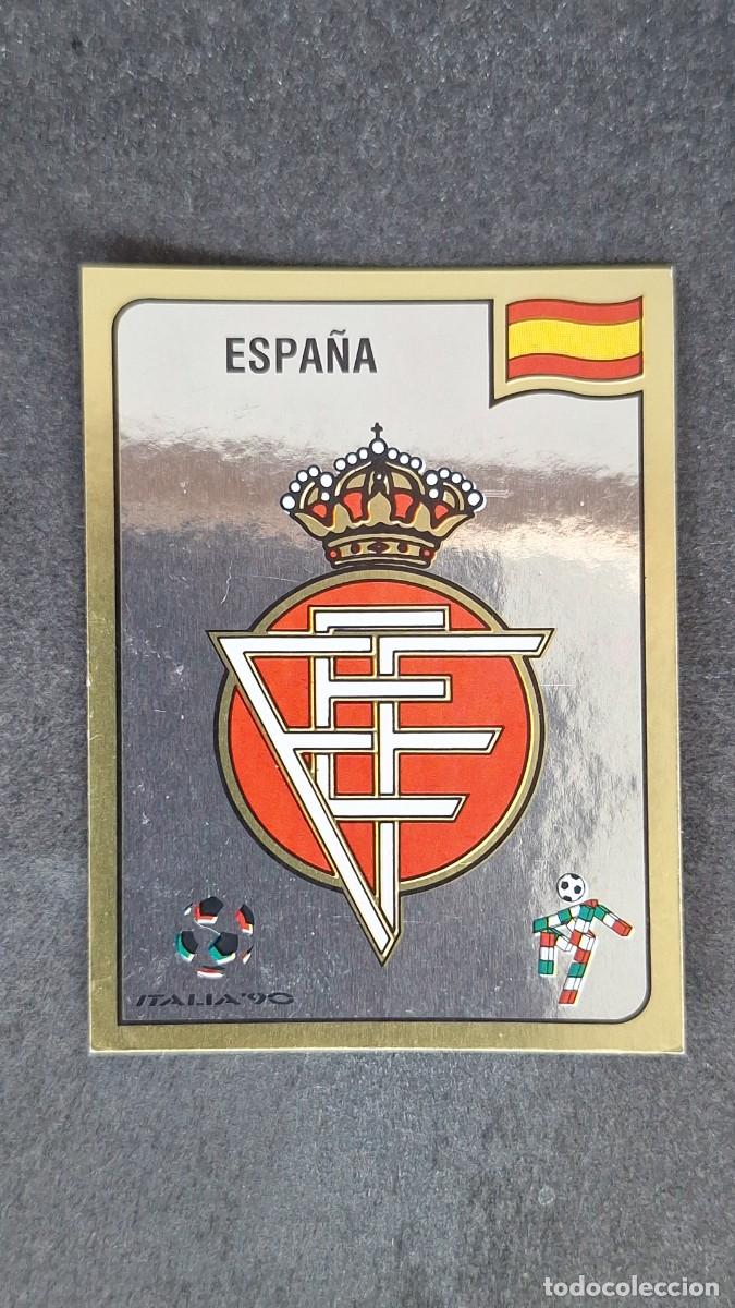 Cromos de F&uacute;tbol: L3 ESCUDO SELECCION ESPA&Ntilde;A 344 MUNDIAL ITALIA 90 PANINI NUNCA PEGADO SIN PEGAR