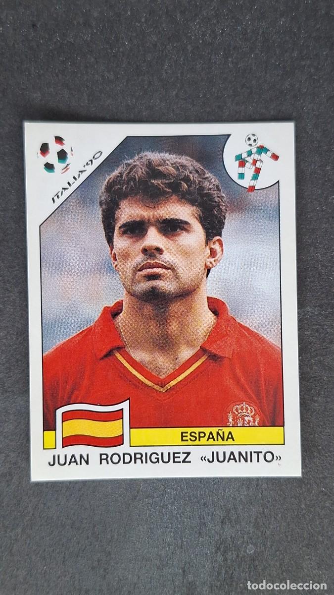 Cromos de F&uacute;tbol: L3 JUAN RODRIGUEZ JUANITO SELECCION ESPA&Ntilde;A 350 MUNDIAL ITALIA 90 PANINI NUNCA PEGADO SIN PEGAR