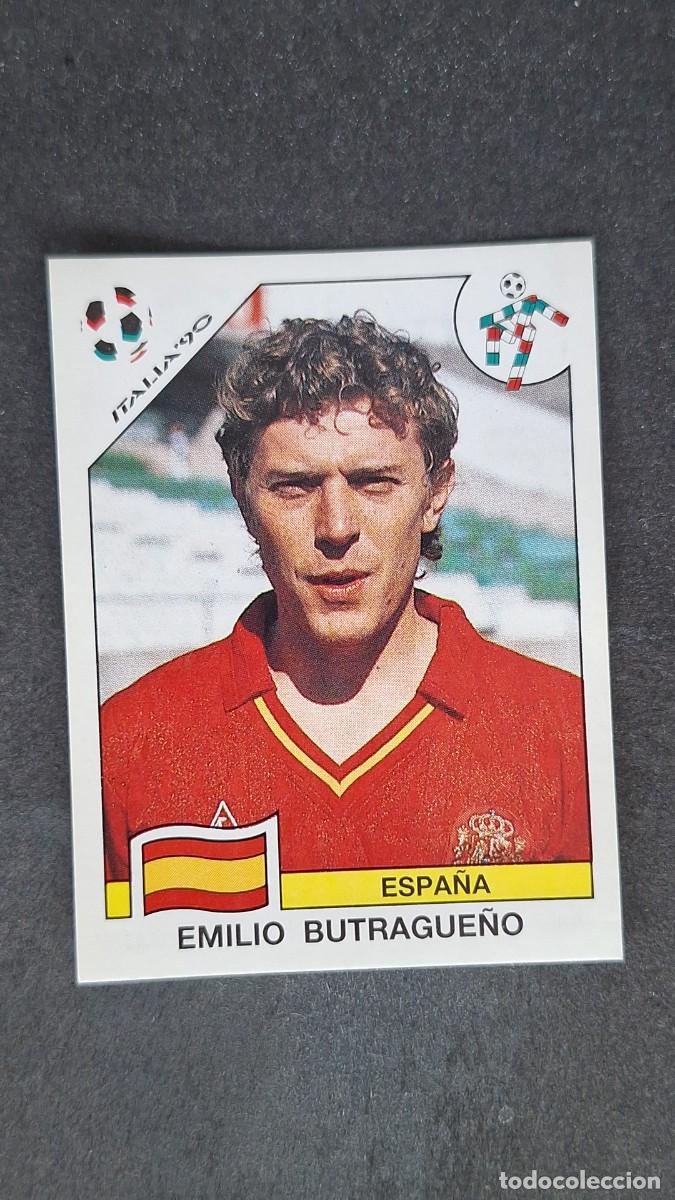 Cromos de F&uacute;tbol: L3 EMILIO BUTRAGUE&Ntilde;O SELECCION ESPA&Ntilde;A 360 MUNDIAL ITALIA 90 PANINI NUNCA PEGADO SIN PEGAR