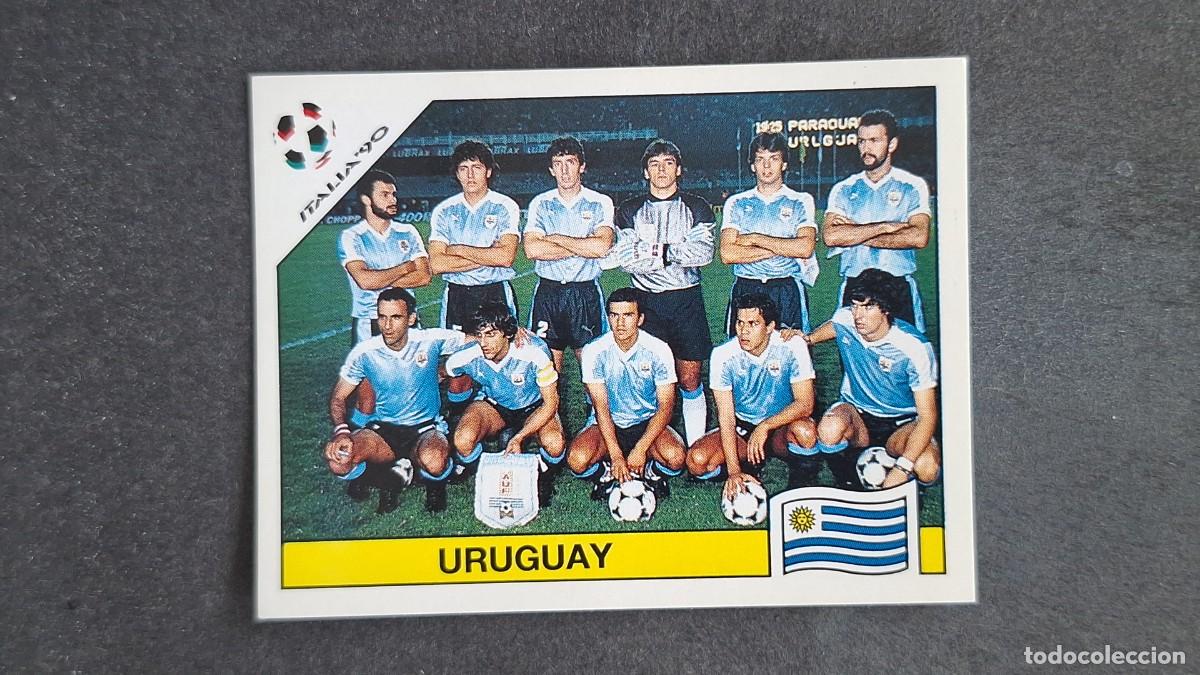 Cromos de F&uacute;tbol: L3 EQUIPO SELECCION URUGUAY 366 MUNDIAL ITALIA 90 PANINI NUNCA PEGADO SIN PEGAR