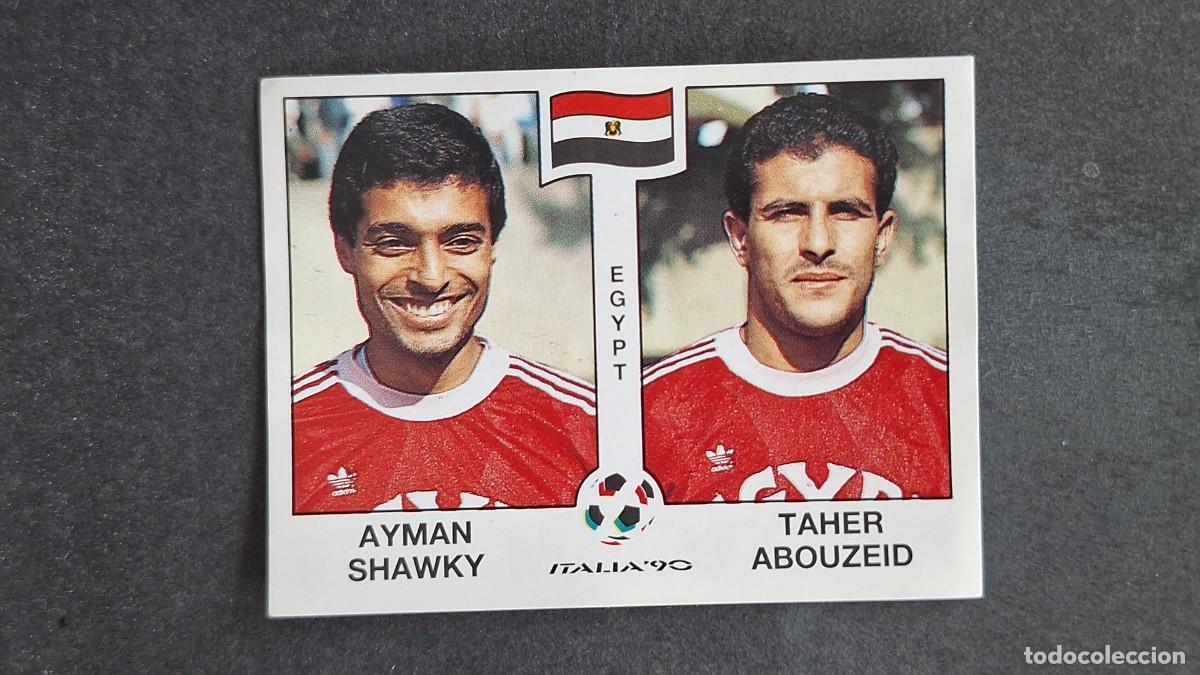 Fu&szlig;ball-Sticker: L3 AYMAN SHAWKY - TAHER ABOUZEID SELECCION EGIPTO 447 MUNDIAL ITALIA 90 PANINI NUNCA PEGADO