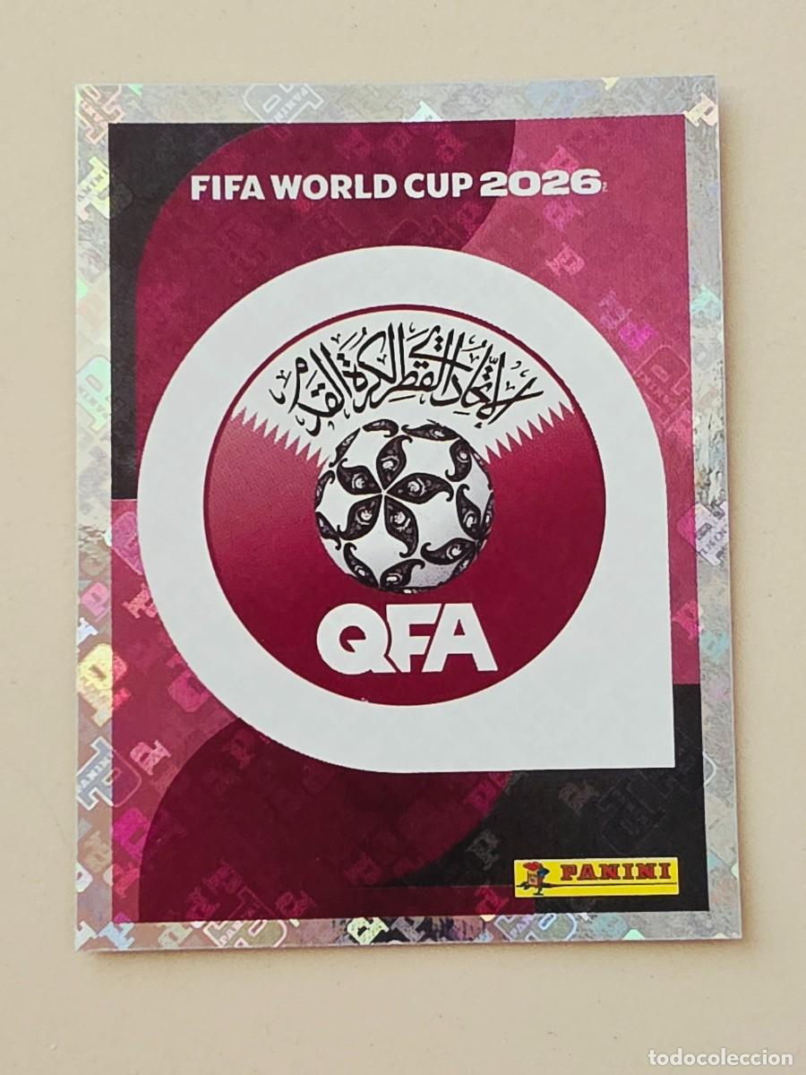 Cromos de F&uacute;tbol: QAT 1 Escudo logo emblema Qatar Catar, Panini FIFA World Cup Mundial 2026 Sticker