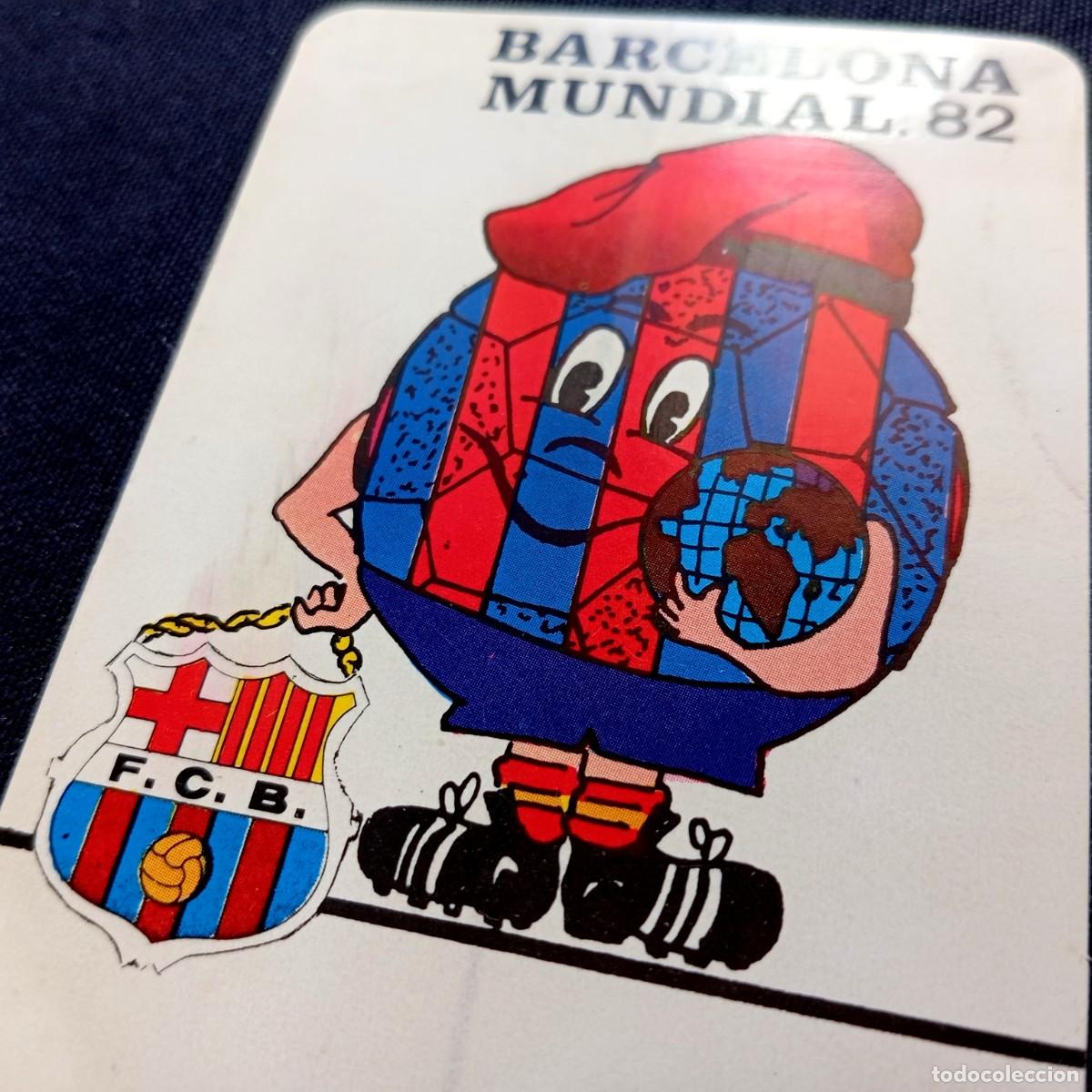 Cromos de F&uacute;tbol: ⚜️ &Ntilde;09X00B. Naranjito FC Barcelona. Copa Mundial F&uacute;tbol FIFA Espa&ntilde;a 1982. Adhesivo. 65x95 mm