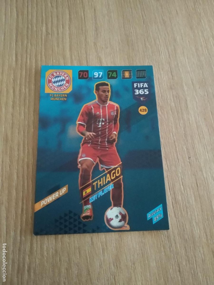 Cromos de F&uacute;tbol: 428 THIAGO ALCANTARA BAYERN MUNICH CROMO FUTBOL PANINI ADRENALYN 17-18 FIFA 365 2017-2018