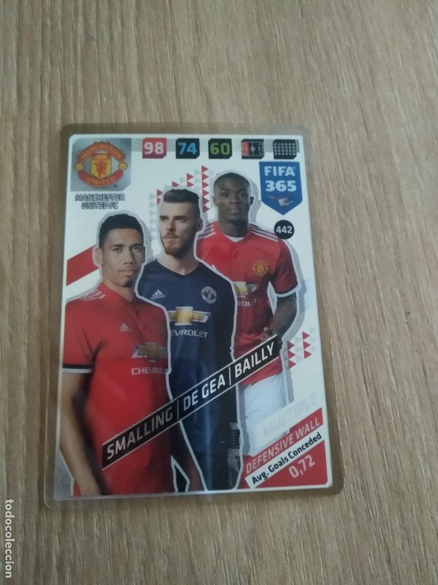 Cromos de F&uacute;tbol: 442 SMALLING DE GEA BAILLY MANCHESTER UNITED CROMO FUTBOL PANINI ADRENALYN 17-18 FIFA 365 2017-2018