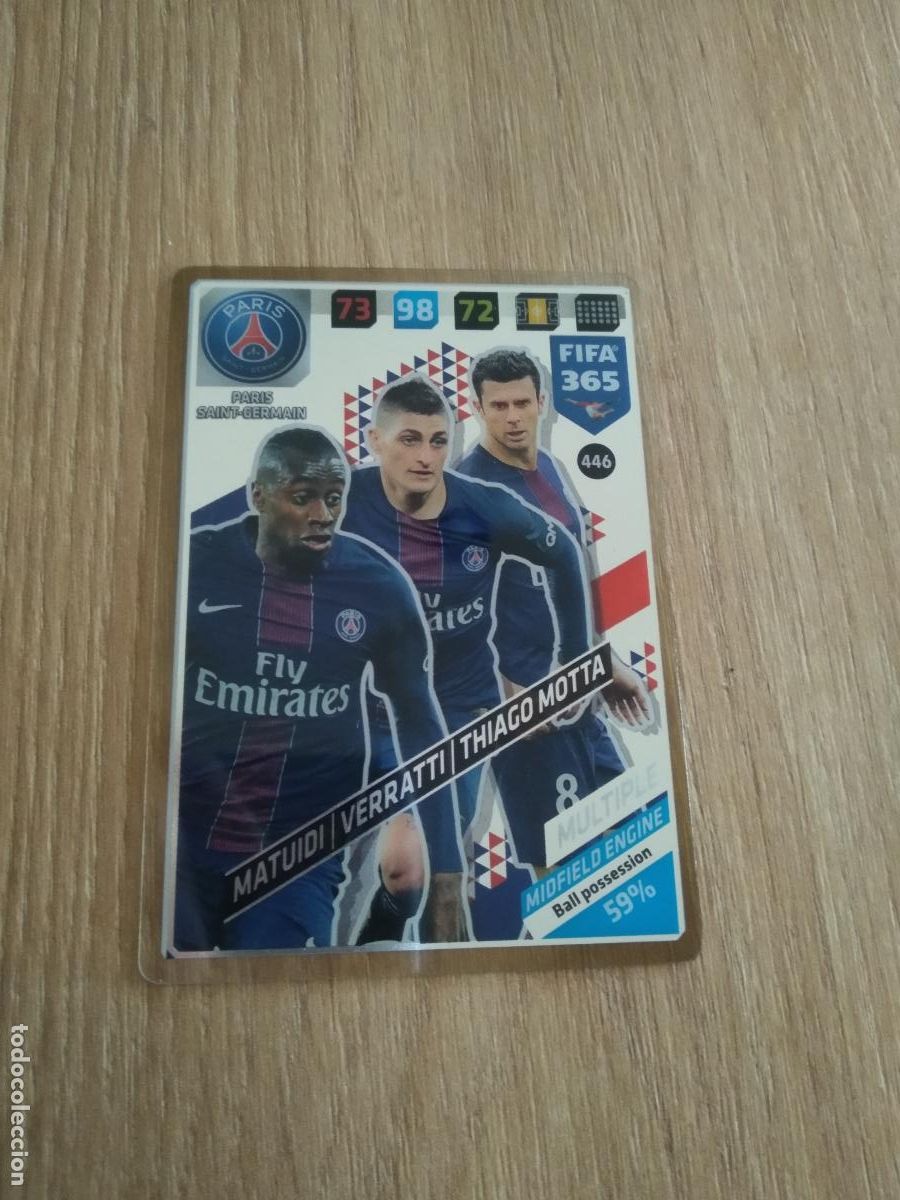 Cromos de F&uacute;tbol: 446 MATUIDI VERRATTI THIAGO MOTTA PSG CROMO FUTBOL PANINI ADRENALYN 17-18 FIFA 365 2017-2018