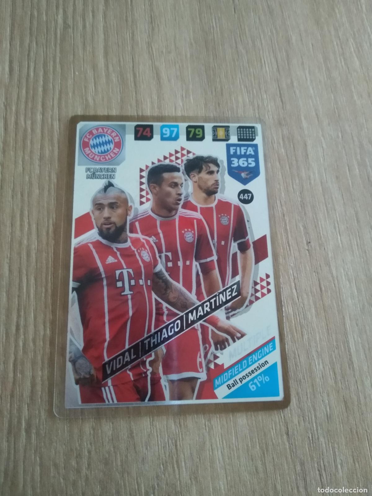 Cromos de F&uacute;tbol: 447 ARTURO VIDAL THIAGO JAVI MARTINEZ BAYERN CROMO FUTBOL PANINI ADRENALYN 17-18 FIFA 365 2017-2018