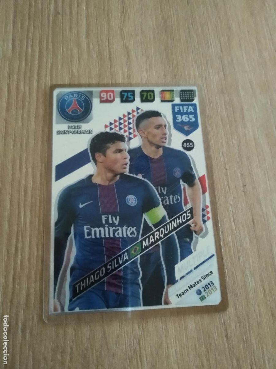 Cromos de F&uacute;tbol: 455 THIAGO SILVA MARQUINHOS PSG CROMO FUTBOL PANINI ADRENALYN 17-18 FIFA 365 2017-2018
