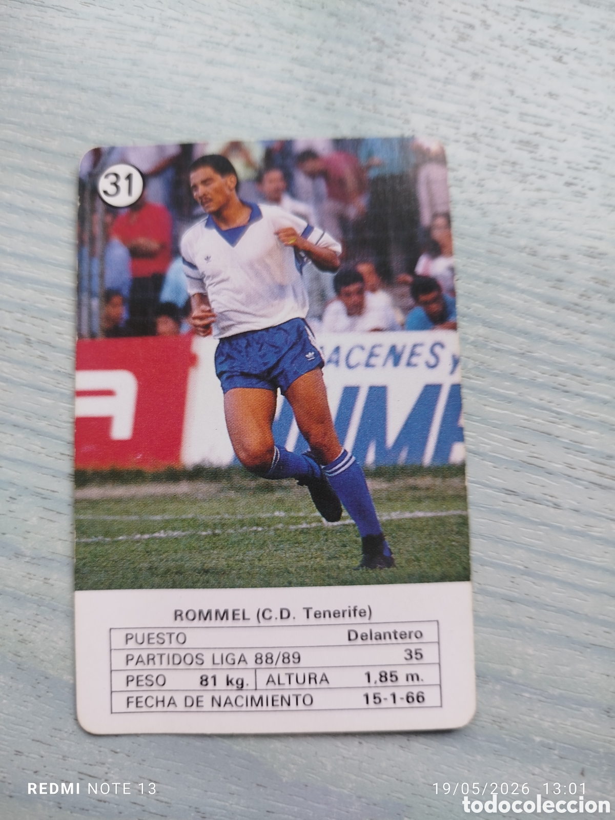 Cromos de F&uacute;tbol: Cromos carta rommel c d tenerife