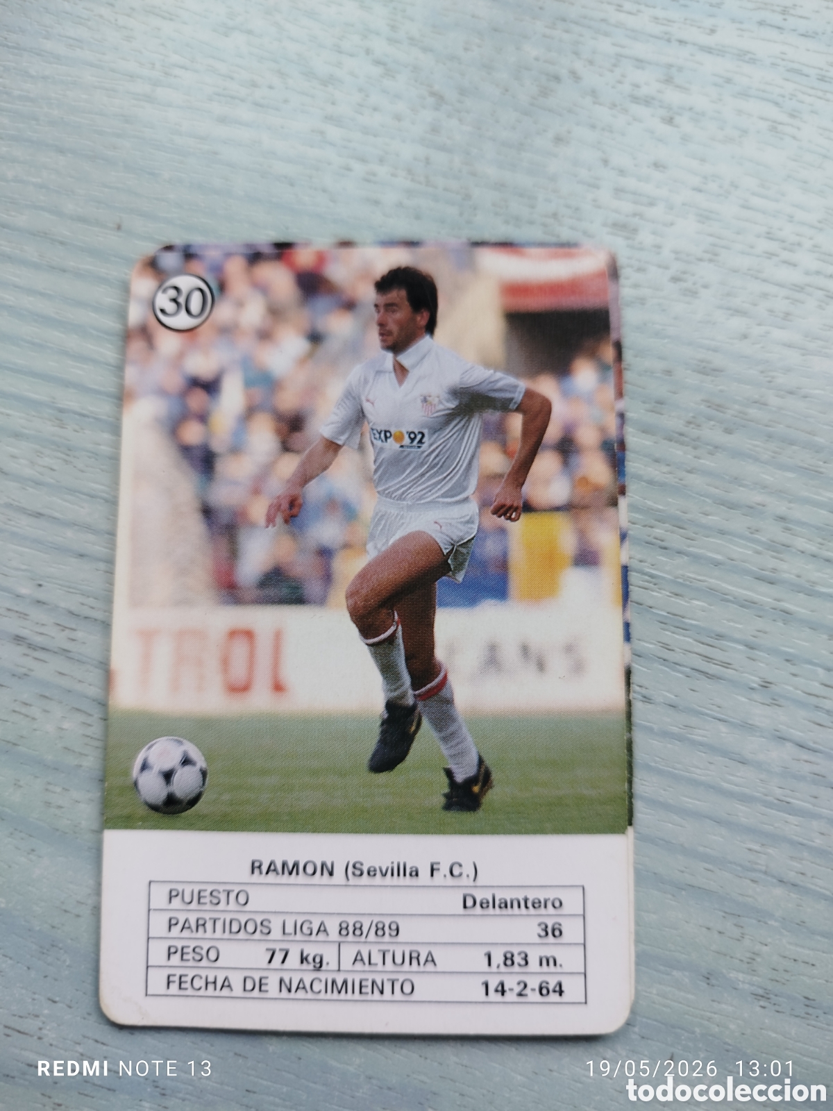 Cromos de F&uacute;tbol: Cromo carta .Ram&oacute;n Sevilla