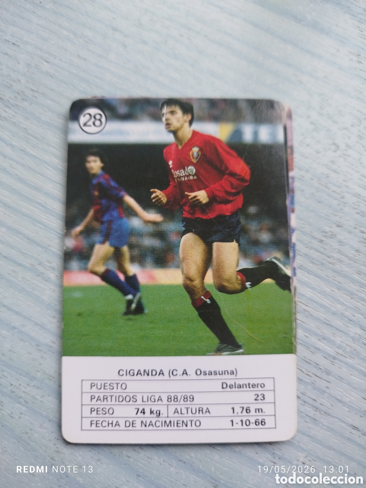 Cromos de F&uacute;tbol: Cromo carta ciganda .c.a.osasuna