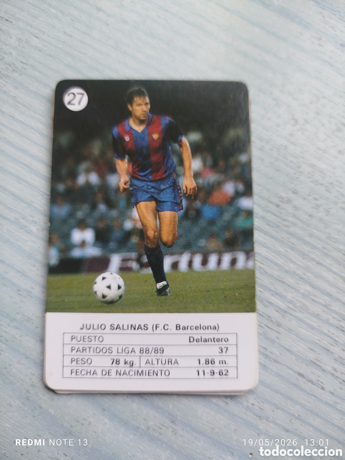 Cromos de F&uacute;tbol: Cromo carta julio salinas .f.c. Barcelona