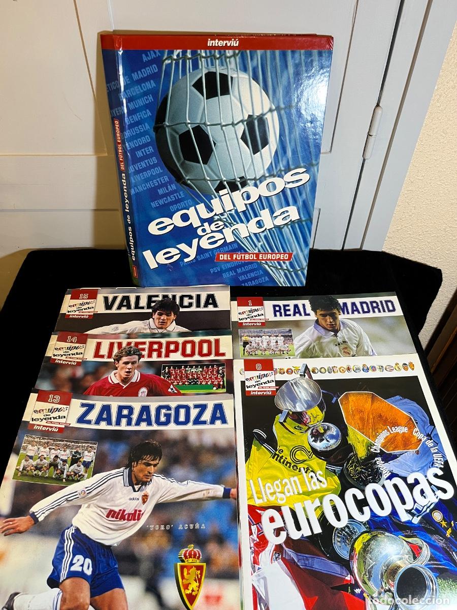 Cromos de F&uacute;tbol: Archivador Intervi&uacute; Equipos de Leyenda f&uacute;tbol europeo Real Madrid Liverpool Valencia fasc&iacute;culos vint