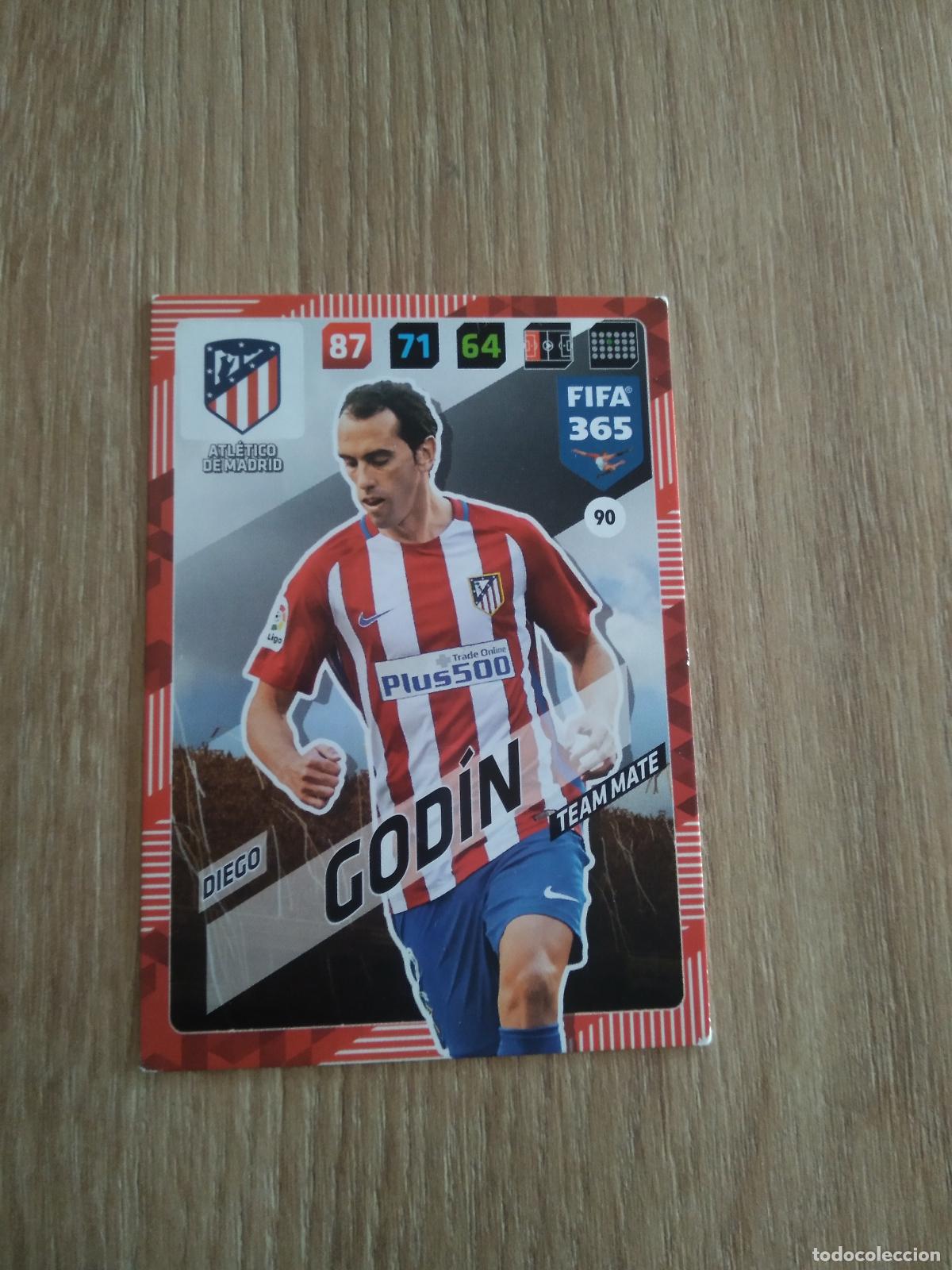 Cromos de F&uacute;tbol: 90 GODIN ATLETICO DE MADRID CROMO FUTBOL PANINI ADRENALYN 17-18 FIFA 365 2017-2018