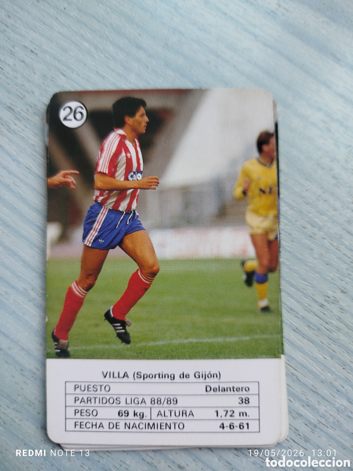 Cromos de F&uacute;tbol: Cromo carta villa .s.de gijon