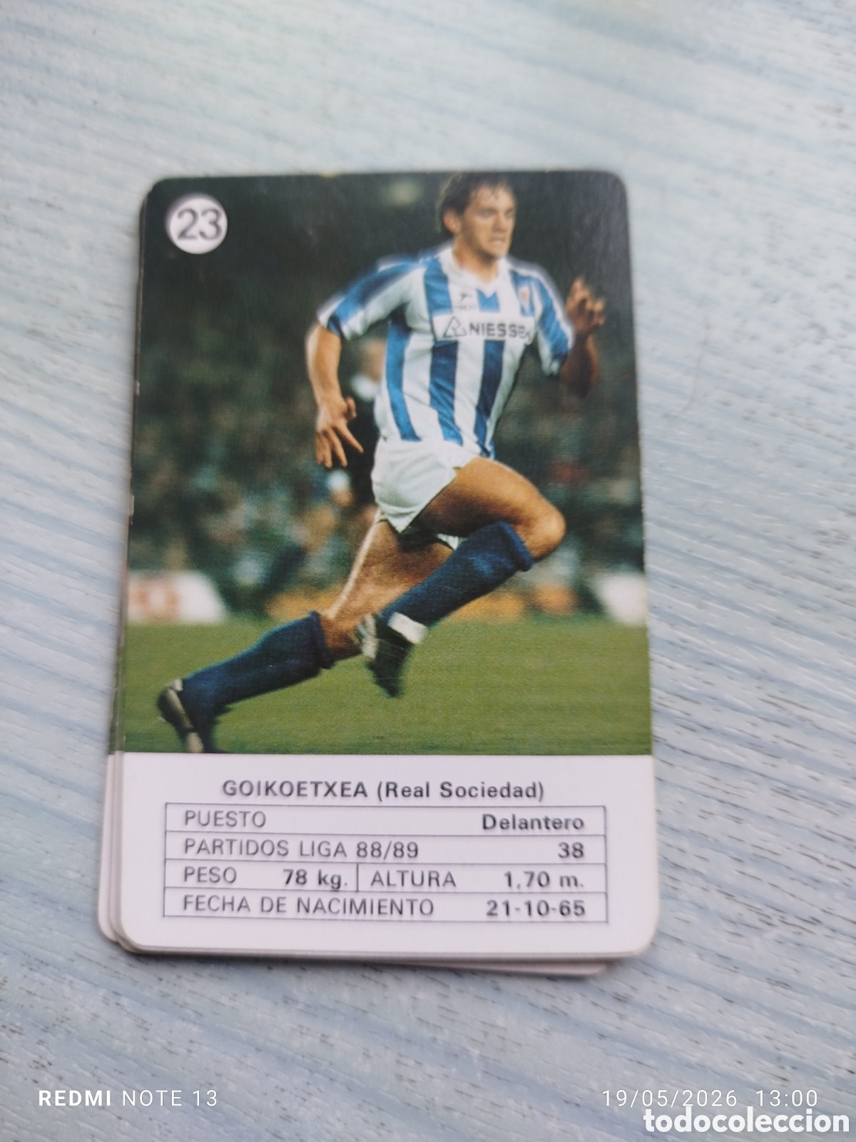 Cromos de F&uacute;tbol: Cromo carta goikoetxea. Real sociedad