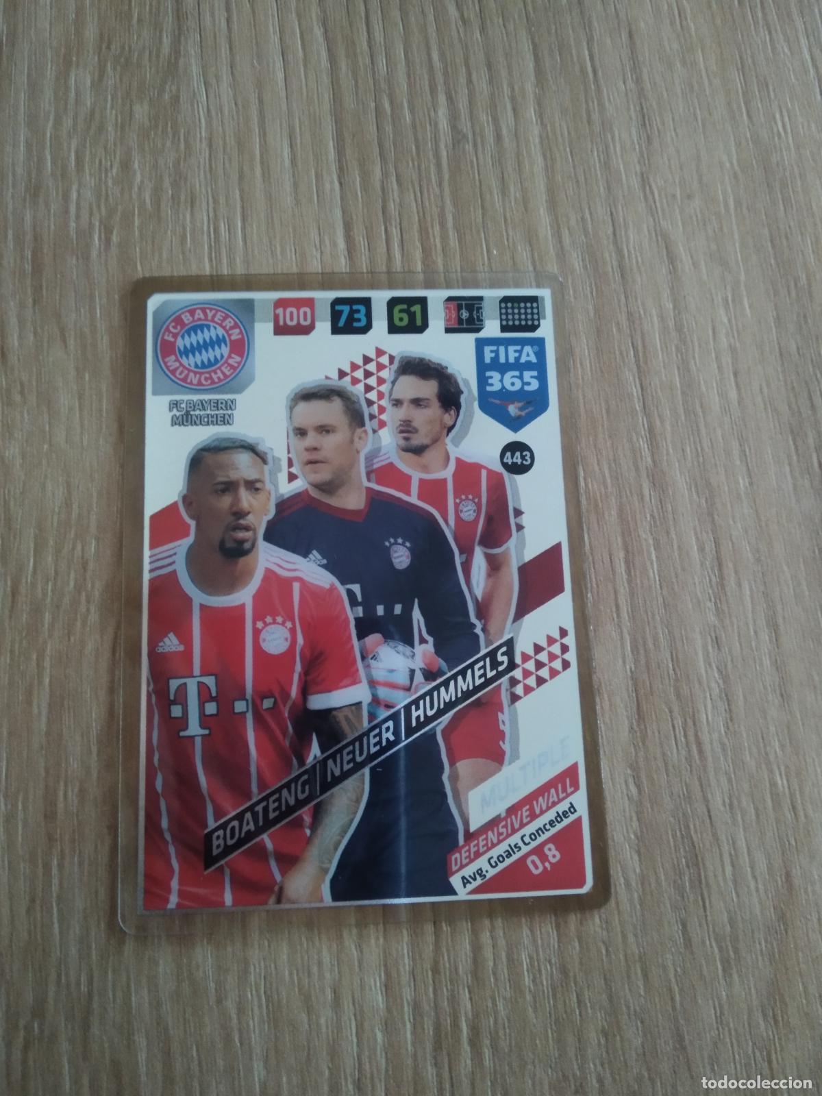 Cromos de F&uacute;tbol: 443 BOATENG NEUER HUMMELS BAYERN MUNICH CROMO FUTBOL PANINI ADRENALYN 17-18 FIFA 365 2017-2018