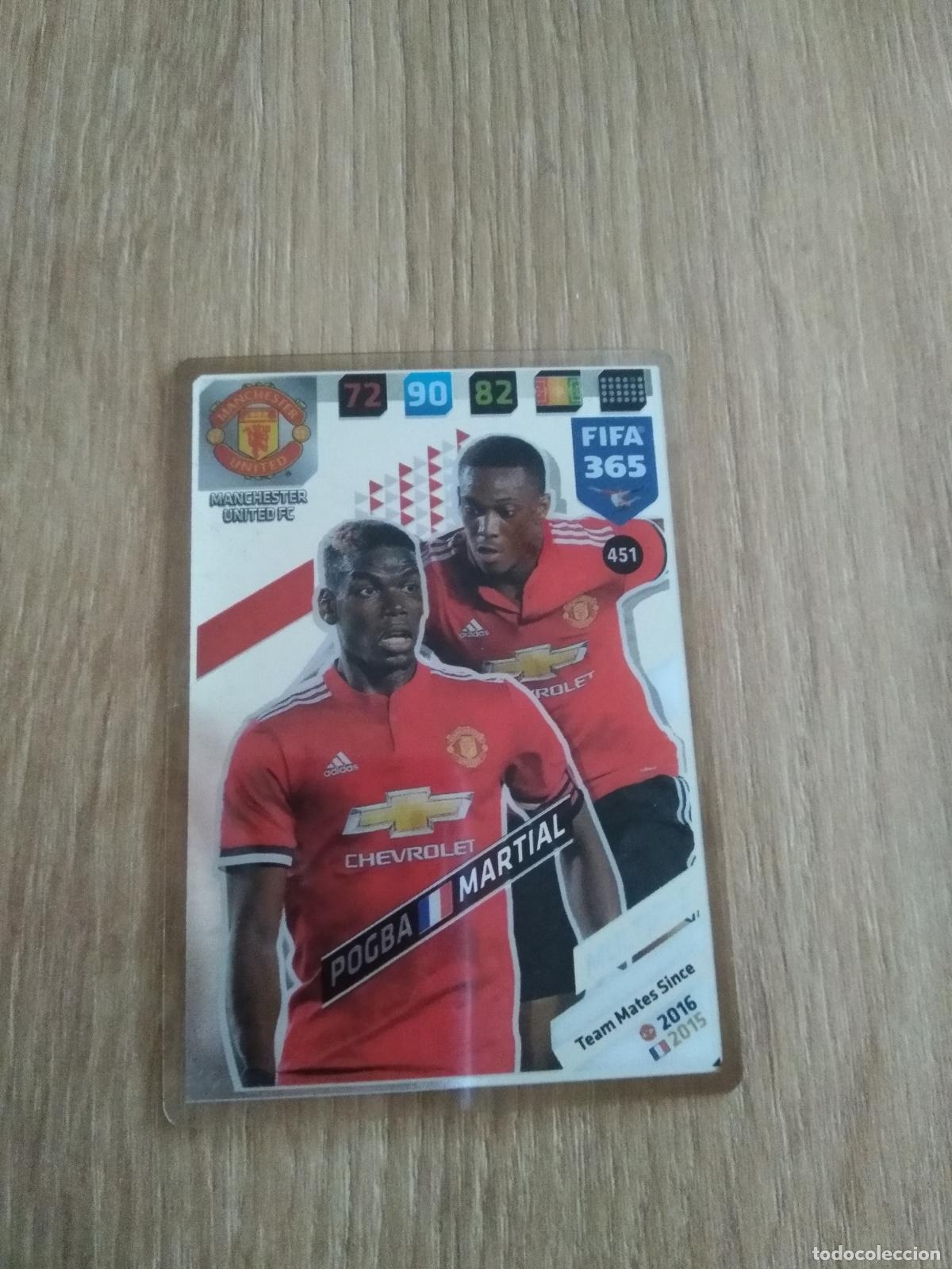 Cromos de F&uacute;tbol: 451 POGBA MARTIAL MANCHESTER UNITED CROMO FUTBOL PANINI ADRENALYN 17-18 FIFA 365 2017-2018