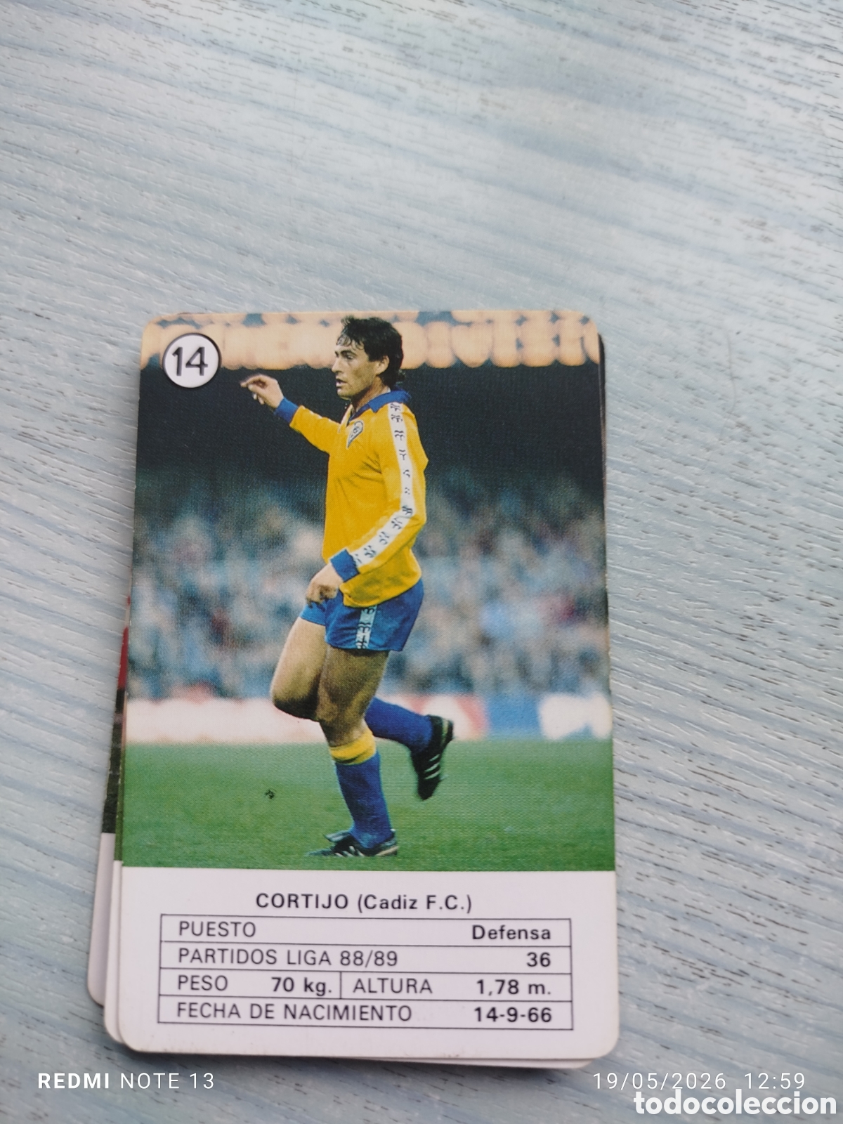 Cromos de F&uacute;tbol: Cromo carta.cortijo. Cadiz