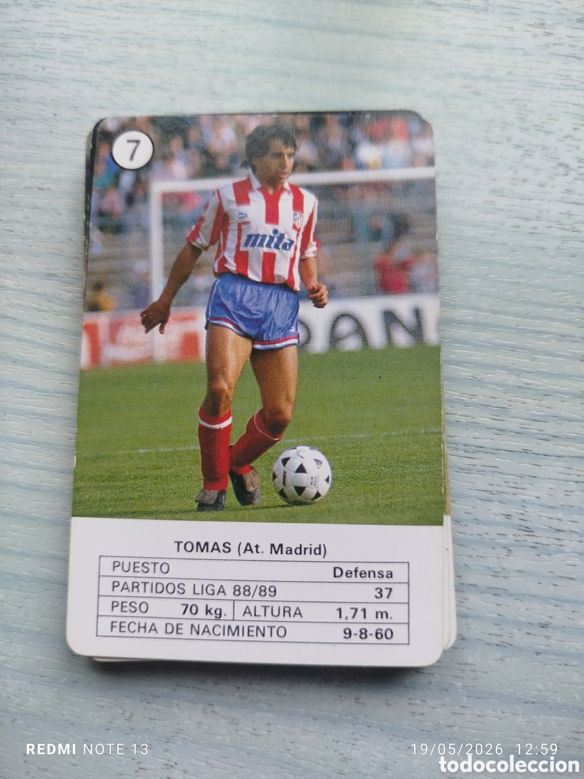 Cromos de F&uacute;tbol: Cromo carta.tomas.at.madrid