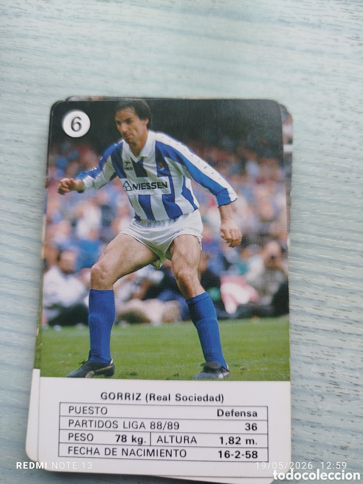 Cromos de F&uacute;tbol: Cromo carta.gorriz..real sociedad