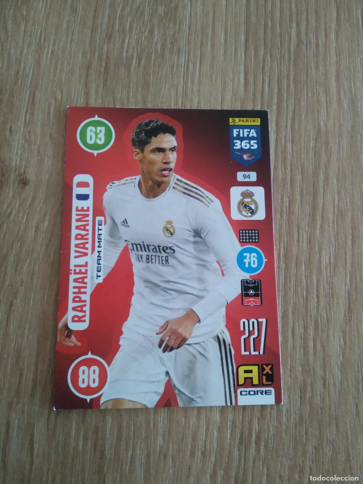 Cromos de F&uacute;tbol: 94 VARANE REAL MADRID CROMO FUTBOL PANINI ADRENALYN 20-21 FIFA 365 2020-2021