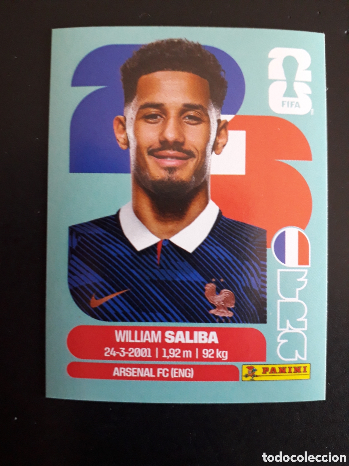 Cromos de F&uacute;tbol: SALIBA FRANCIA FRA 4 MUNDIAL F&Uacute;TBOL 2026 FIFA WORLD CUP PANINI SIN PEGAR PEDIDO M&Iacute;NIMO 3&euro;
