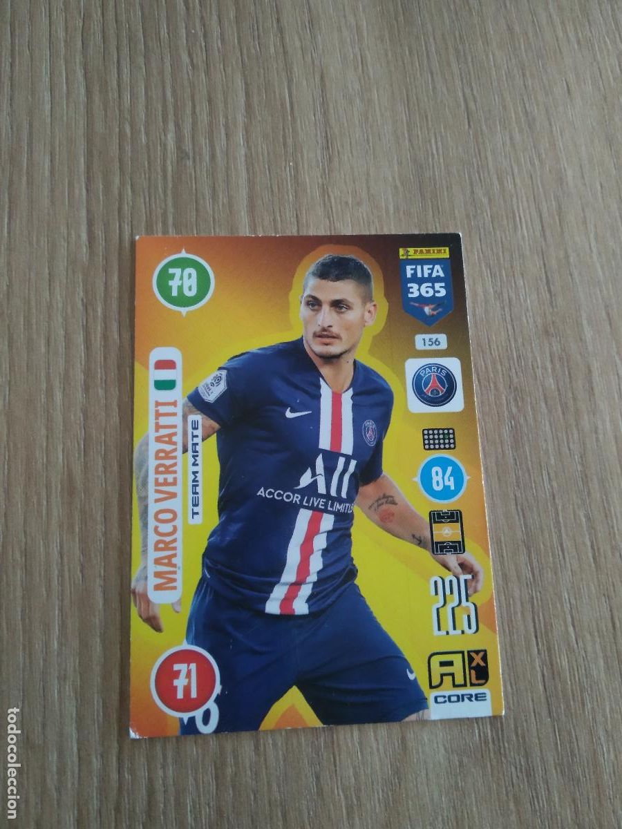 Cartes &agrave; collectionner de Football: 156 VERRATTI PARIS SAINT GERMAIN CROMO FUTBOL PANINI ADRENALYN 20-21 FIFA 365 2020-2021
