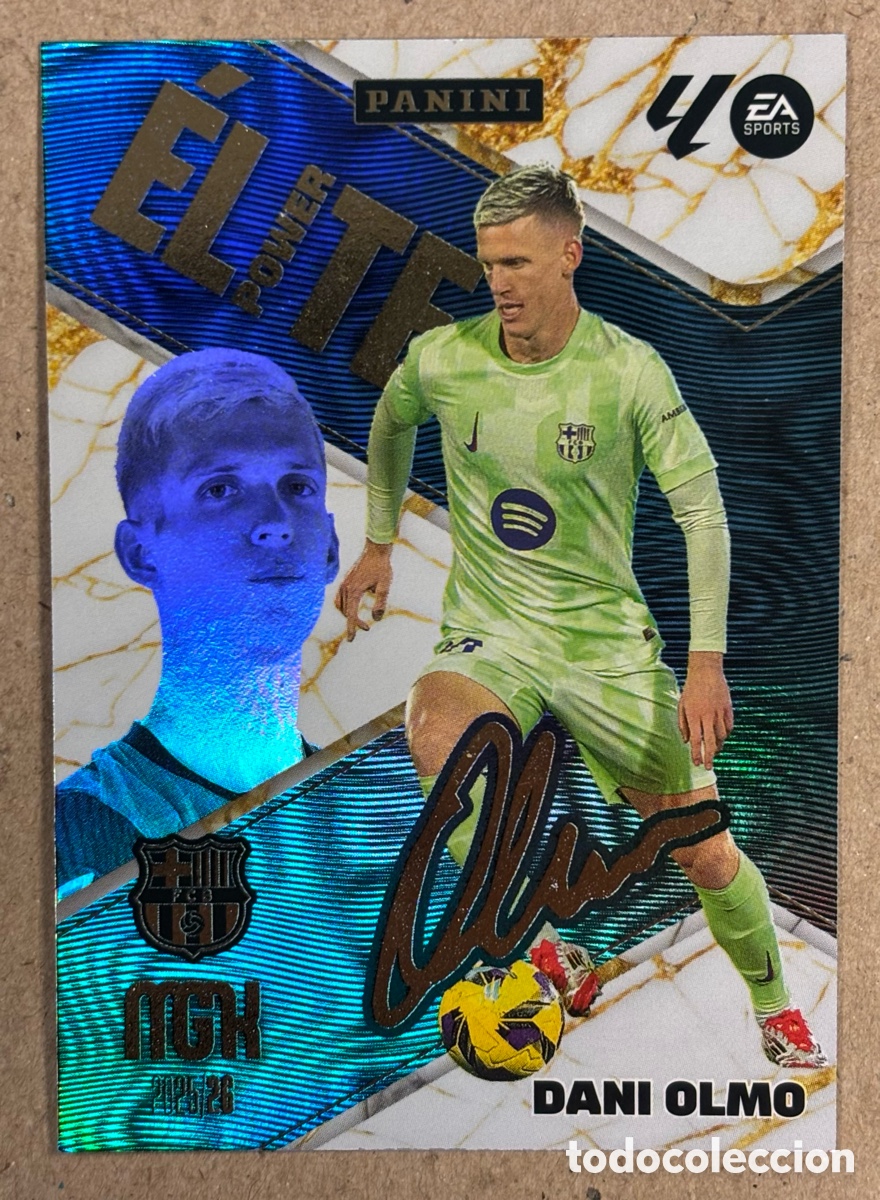 Cromos de F&uacute;tbol: DANI OLMO (FC BARCELONA). CARTA PANINI MGK MEGACRACKS ELITE POWER CON AUT&Oacute;GRAFO. #P4