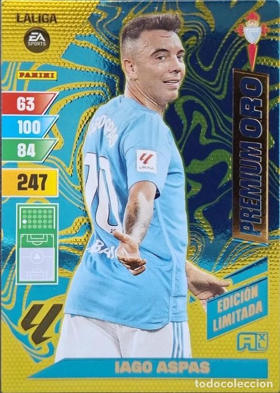 Cromos de F&uacute;tbol: IAGO ASPAS CELTA VIGO PREMIUM ORO LIMITADA ADRENALYN XL 23 24 2023 2024 LIGA PANINI CARTAS FUTBOL