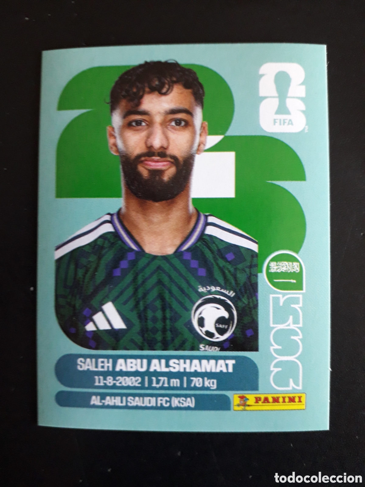 Fu&szlig;ball-Sticker: ABU ALSHAMAT ARABIA SAUD&Iacute; KSA 14 MUNDIAL F&Uacute;TBOL 2026 FIFA WORLD CUP PANINI SIN PEG PEDIDO M&Iacute;NIMO 3&euro;