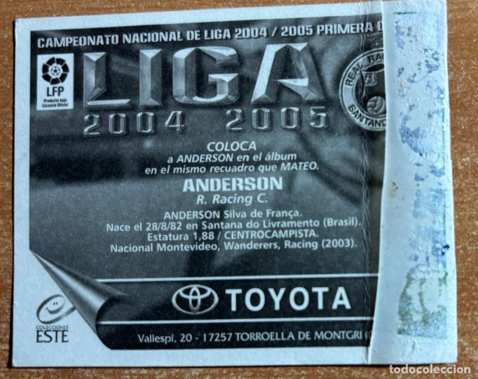 Cromos de f&uacute;tbol: EDICIONES ESTE 2004-2005 04 05 ANDERSON (RACING) COLOCA VENTANILLA LEER - Foto 2