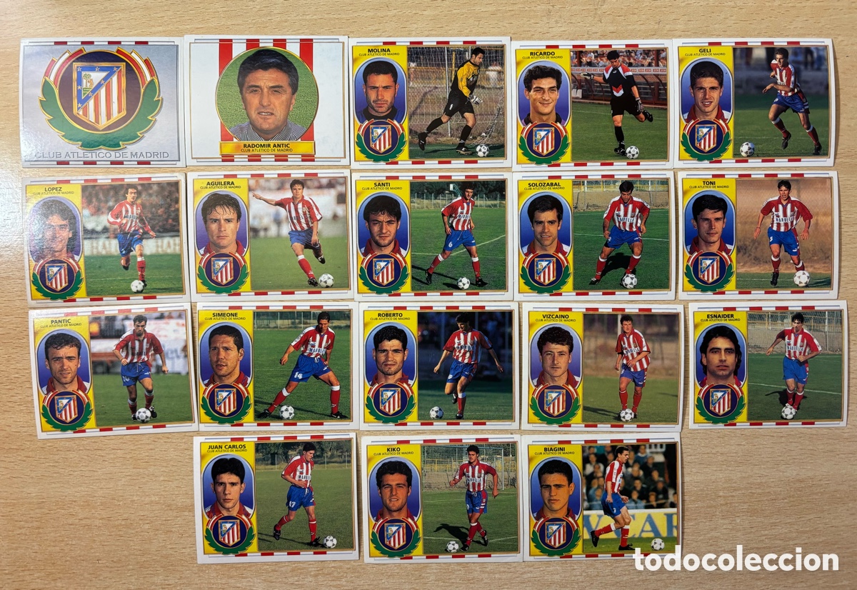 Football Stickers: 18 cromos Atl&eacute;tico de Madrid Ediciones Este 96-97 sin pegar excelente estado