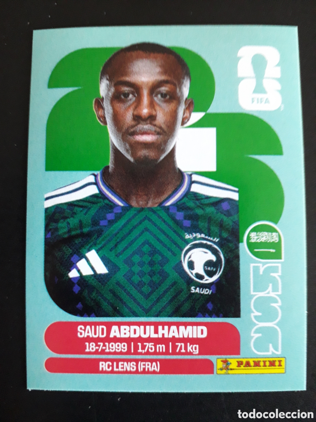 Cromos de F&uacute;tbol: ABDULHAMID ARABIA SAUD&Iacute; KSA 4 MUNDIAL F&Uacute;TBOL 2026 FIFA WORLD CUP PANINI SIN PEGAR PEDIDO M&Iacute;NIMO 3&euro;.