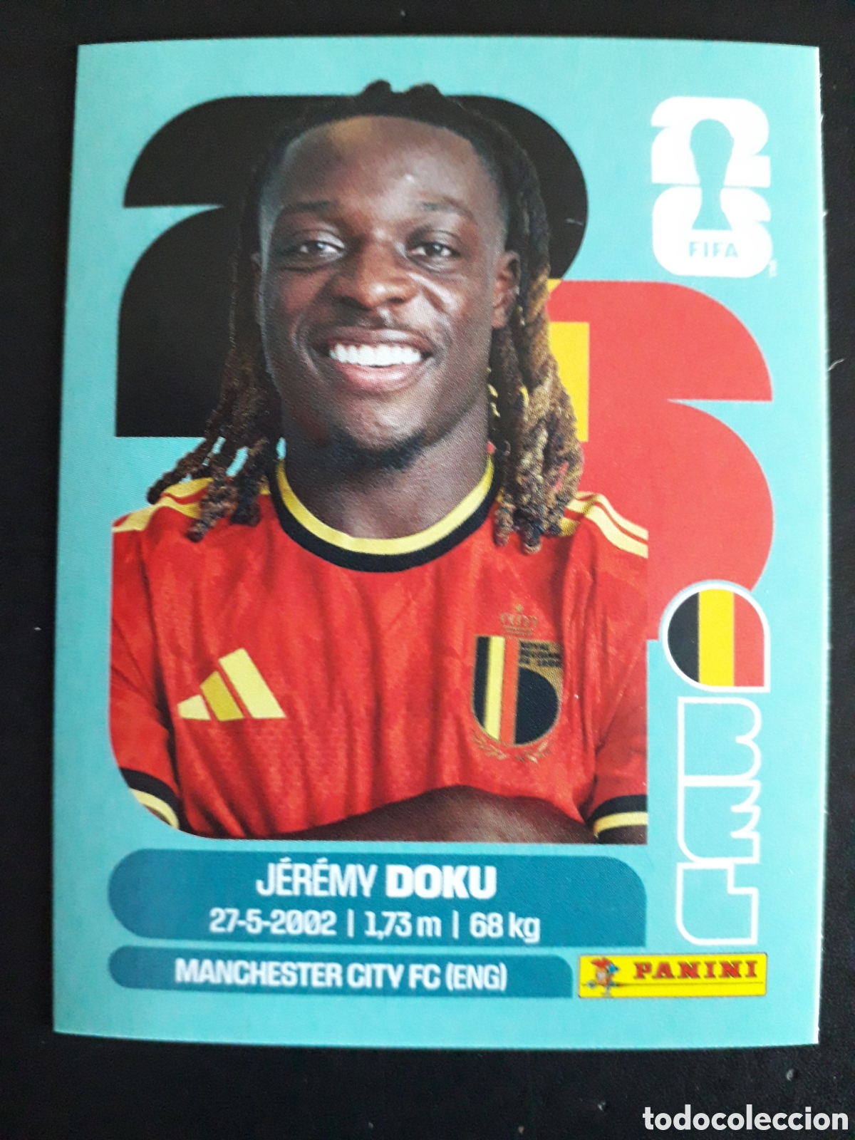 Cromos de F&uacute;tbol: DOKU B&Eacute;LGICA BEL 16 MUNDIAL F&Uacute;TBOL 2026 FIFA WORLD CUP PANINI SIN PEGAR PEDIDO M&Iacute;NIMO 3&euro;