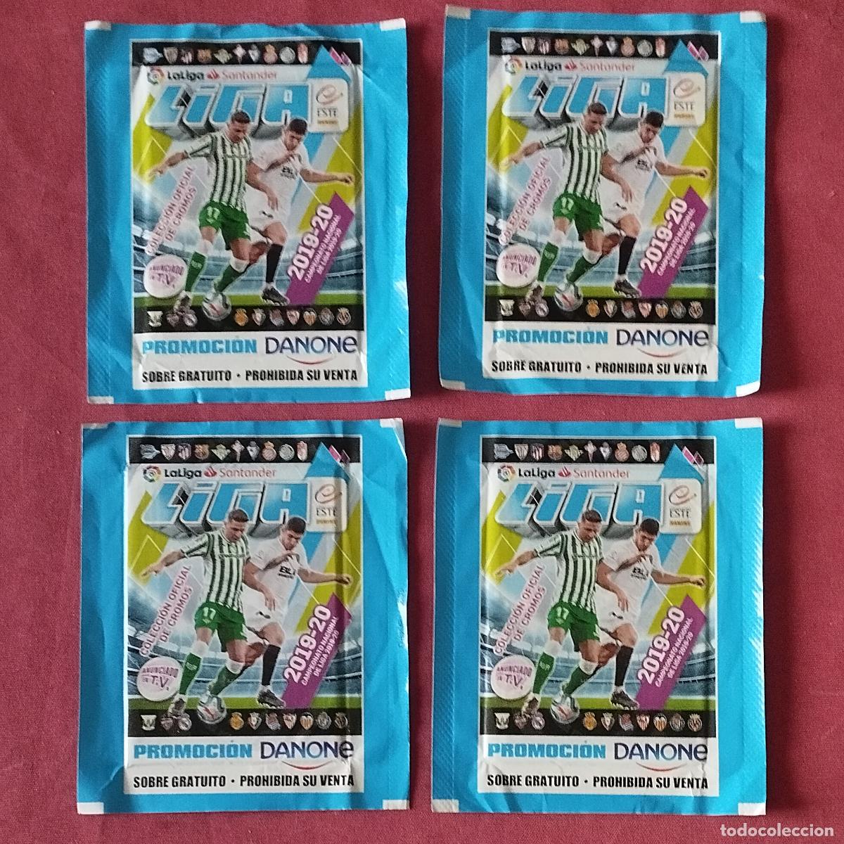 Cromos de F&uacute;tbol: 4 SOBRES SIN ABRIR - LIGA FUTBOL 2019 - 2020 - 19 20 - ESTE - PROMOCION DANONE